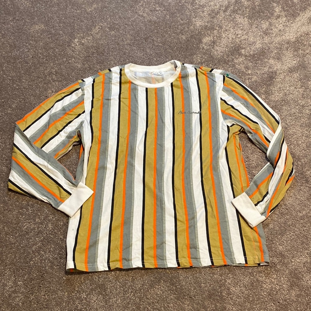 PacSun Striped Long Sleeve Tee Vertical Stripe Casual Streetwear SIZE L